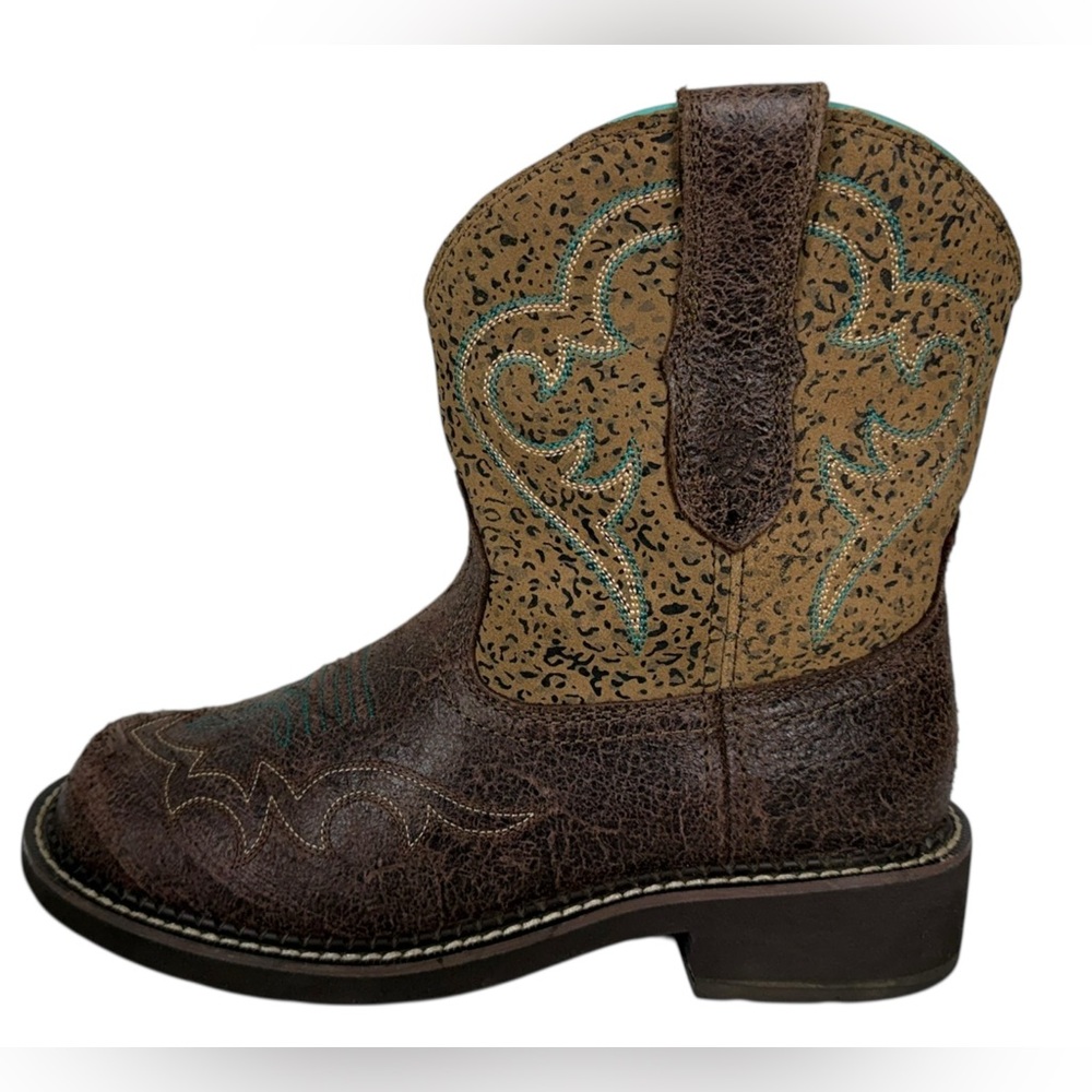 Ariat FatBaby Leopard Cowboy Boots Womens US 8 B Brown 10015363 Outdoors Leather - Picture 3 of 16